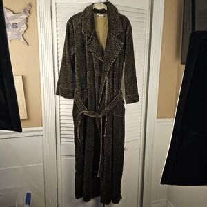 Garnet Hill‎ Womens Leopard Animal Print Velvet Robe Medium